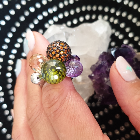 🐠⚡NWOT Crystal Grape Cluster Cocktail Ring⚡ - Picture 8 of 12